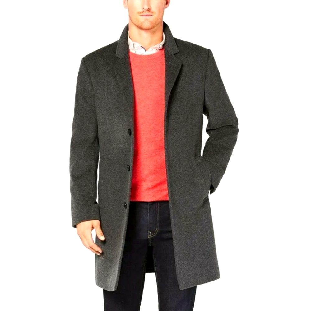NWT Michael Kors MENS Madison Luxury Modern-Fit Overcoat 40R Heather Gray